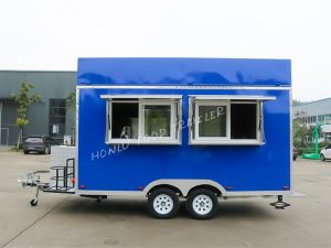 Blue square food trailer with double lift window-21-8135 (1)