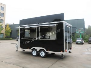 Square Food Trailer With Double Lift Window - Honlu food trailer