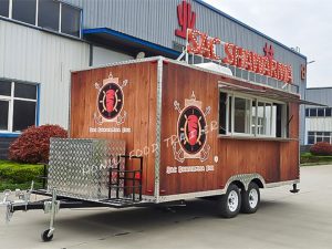 5M square food trailer with wood grain sticker (1)