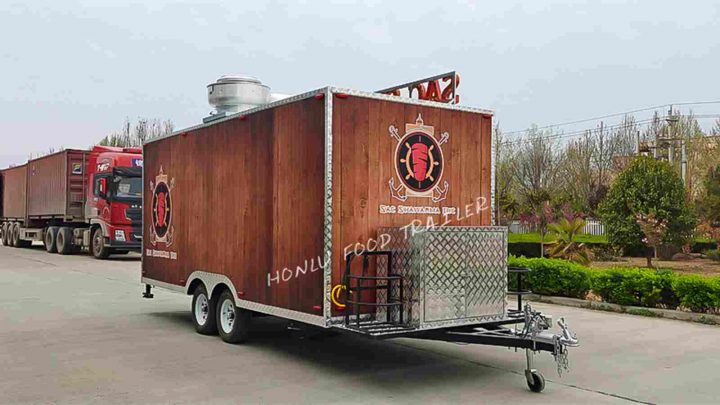 5M square food trailer with wood grain sticker (3)