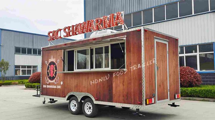 5M square food trailer with wood grain sticker (6)