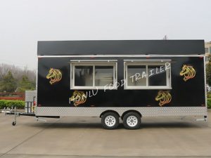 Customized 5.8M black square food trailer (1)