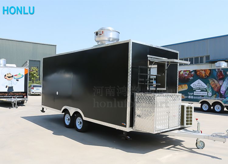 16.4ft Custom Black Square Food Trailer back view