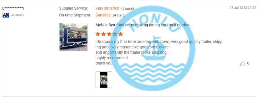 Australia customer review on 16ft food trailer