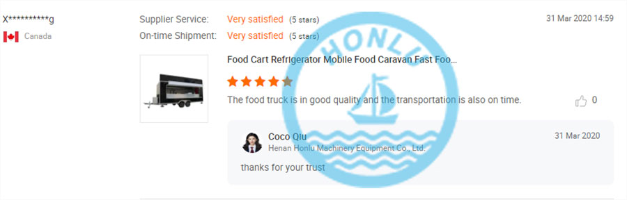 Canada customer review on 5m food trailer