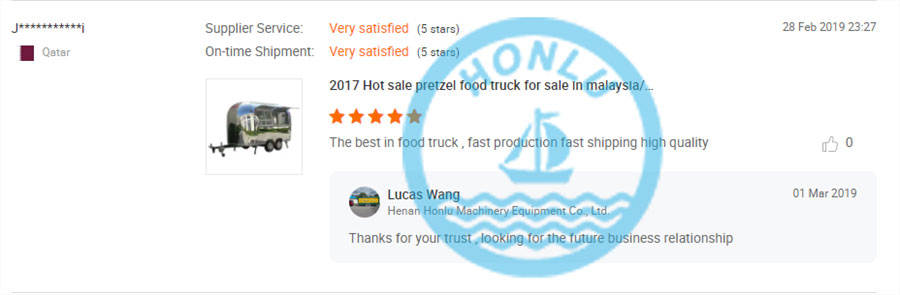 Qatar customer review on stainless steel food trailer