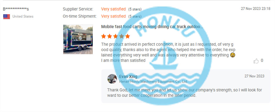 United States customer review on 16ft food trailer