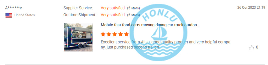 United States customer review on 5m food trailer