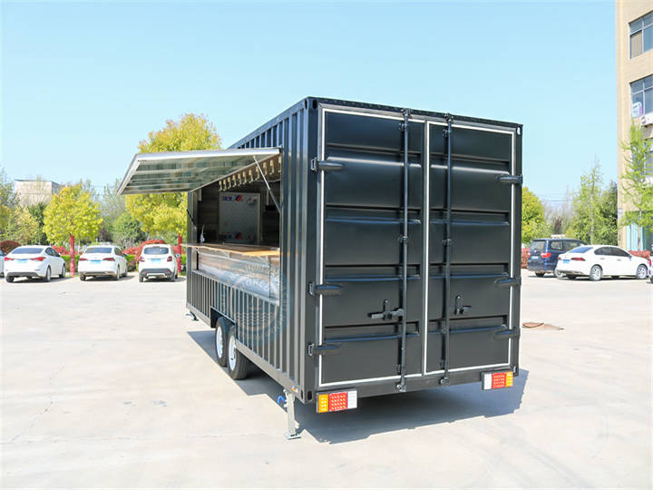 shipping container food trailer front view