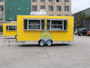 5.5m yellow food trailer front view