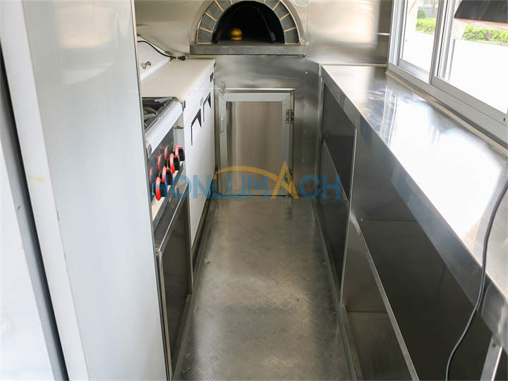 5.7m brick oven pizza trailer inner view