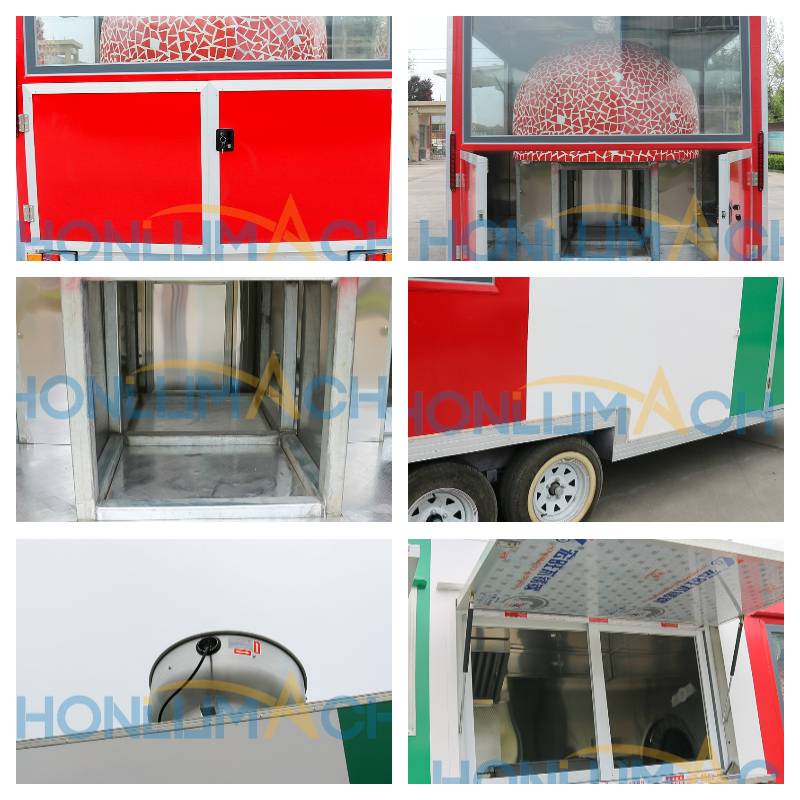 5.7m portable pizza oven trailer details