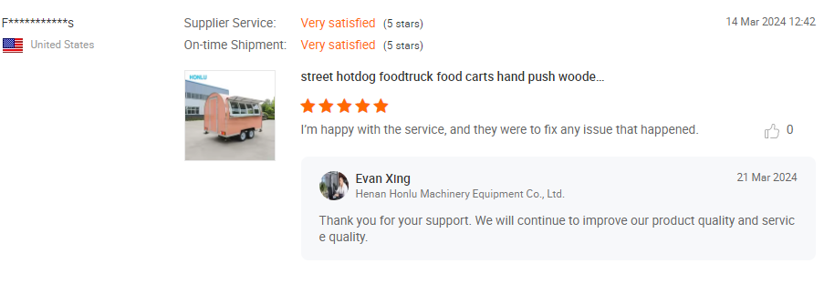 US customer reviews on round food trailer