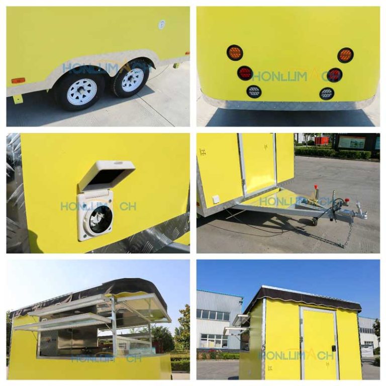 New Design 3m Square Food Trailer with Three-sided Windows