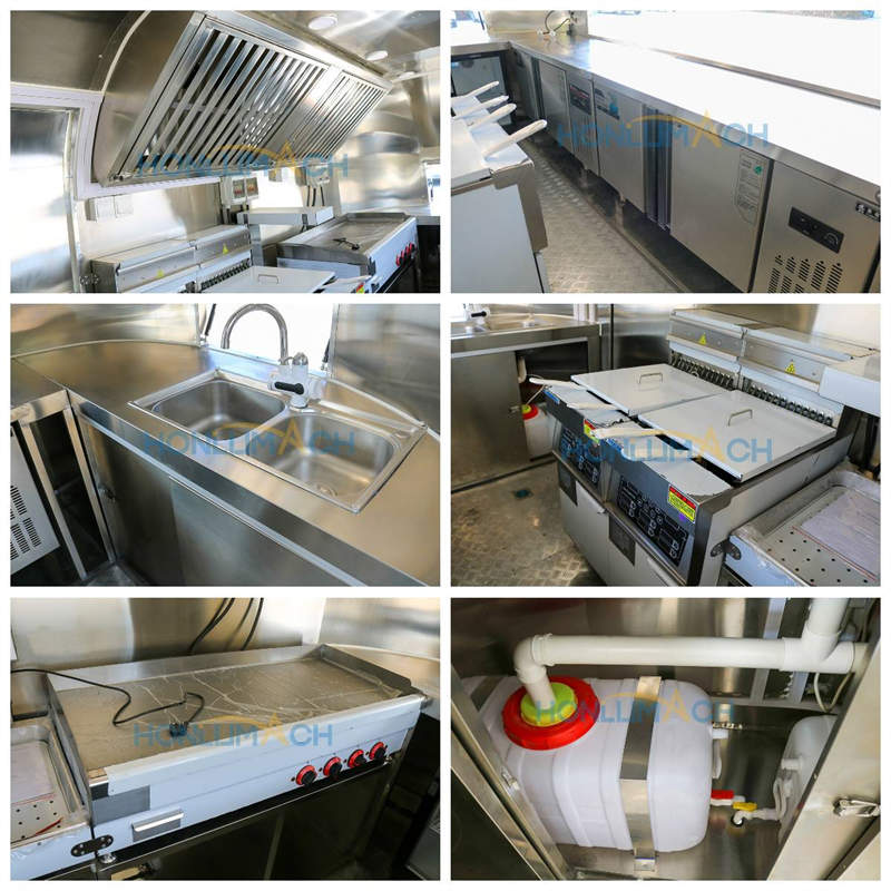 4.5m hamburger food trailer inner details