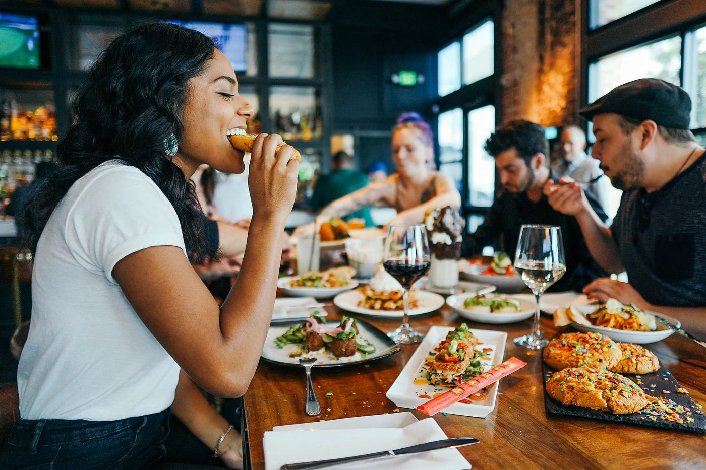 People eating in the restaurant