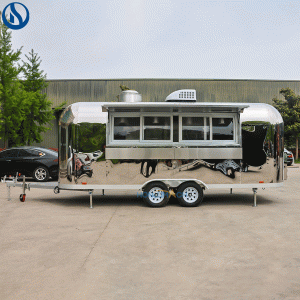 Custom Food Truck for Sale in Italy | 18ft Stainless Steel Street Food Truck CE Certified